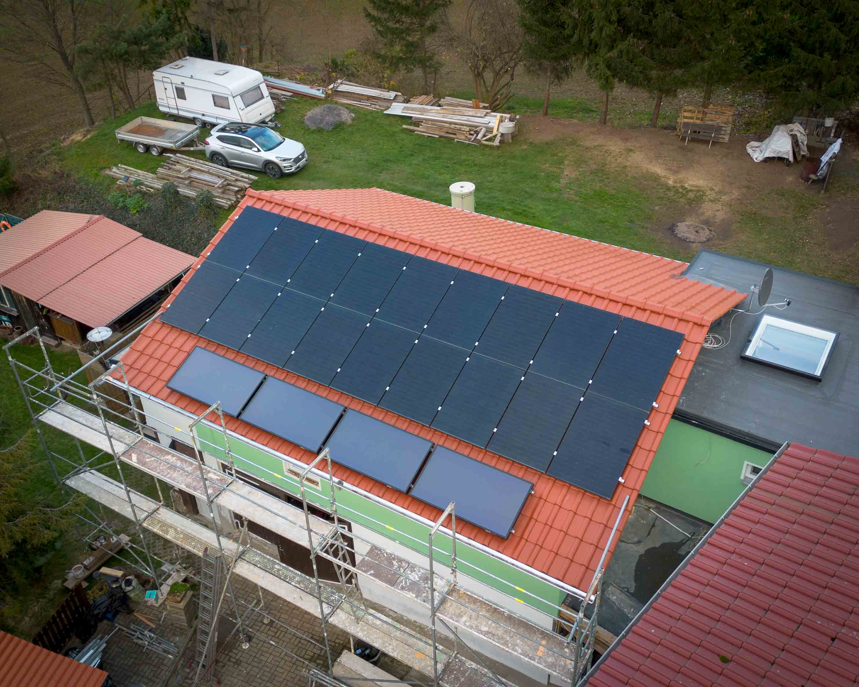 PV Dach Luftaufnahme BTPV Referenzprojekt